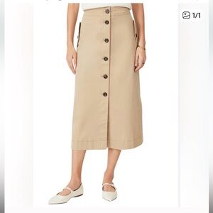 #403 Ann Taylor Khaki Button-Front Midi Skirt. NWT